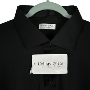 Collars & Co Polo Shirt Mens 2XL Relaxed Black Dress Collar Office Featherweight